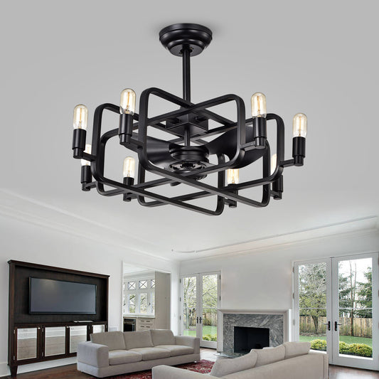 Usard Black 32-inch 8-light Lighted Ceiling Fan Fandelier